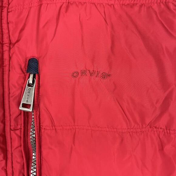 Orvis Men’s Duck Down Puffer Vest Full Zip Snap Outdoorsy Rugged Large Red - Picture 4 of 10